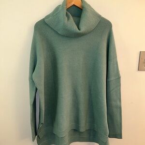 NWT ANRABESS Long Sleeve Turtleneck Knit Oversized Sweater Tunic Split Hem SZ L